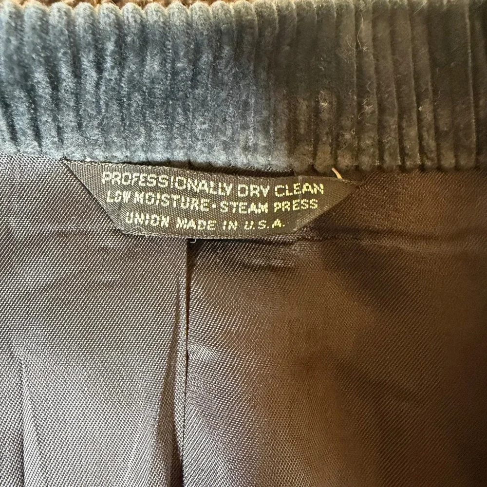Anthony Allan Vintage Corduroy Blazer Mens Blue Gray Union Made USA Sport Coat